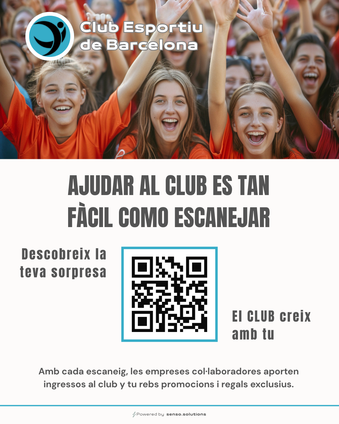 Cartell d'un club amb el codi QR de Senso