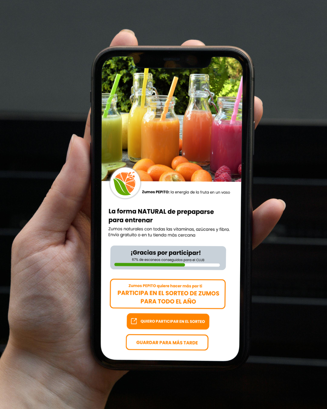 Ejemplo real de una campaña de marca en la PWA de Senso